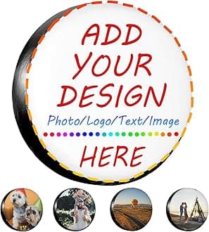 Custom Spare Tire Cover Personzlized Waterproof Dust-Proof Universal Wheel Tire Add Your Customized Photo Picture Text Tire Cover Protectors for Trailer Rv SUV and Many Vehicle