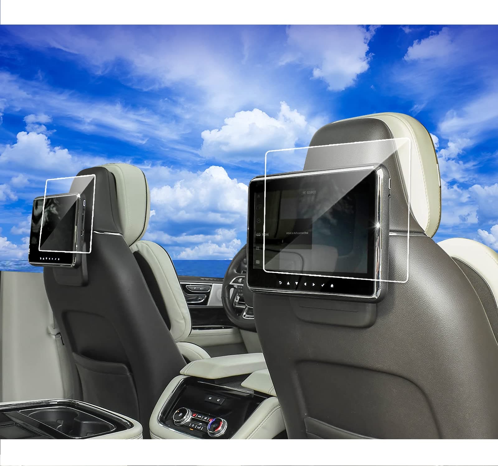 2023 Navigator Navigation Screen Protector For Lincoln Navigator 2018-2022 2023 Rear Seat TV Glass Screen Protector 10Inch Tempered Glass Protector Film Accessories 9H (2pcs)