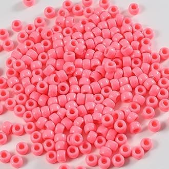 1000 Pcs Acrylic Pony Beads 6x9mm Bulk for Bracelet Necklace Jewelry Making Earring Hair Braiding Kandi Beads (Light Pink)