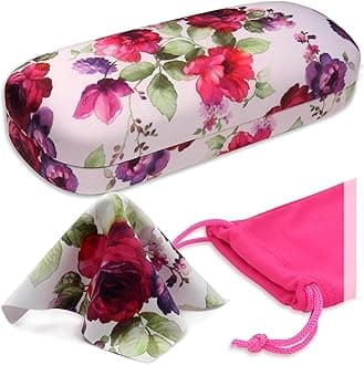 Women's Hard Eyeglass Case | Protective Hard Shell Glasses Case with Pouch and Cloth