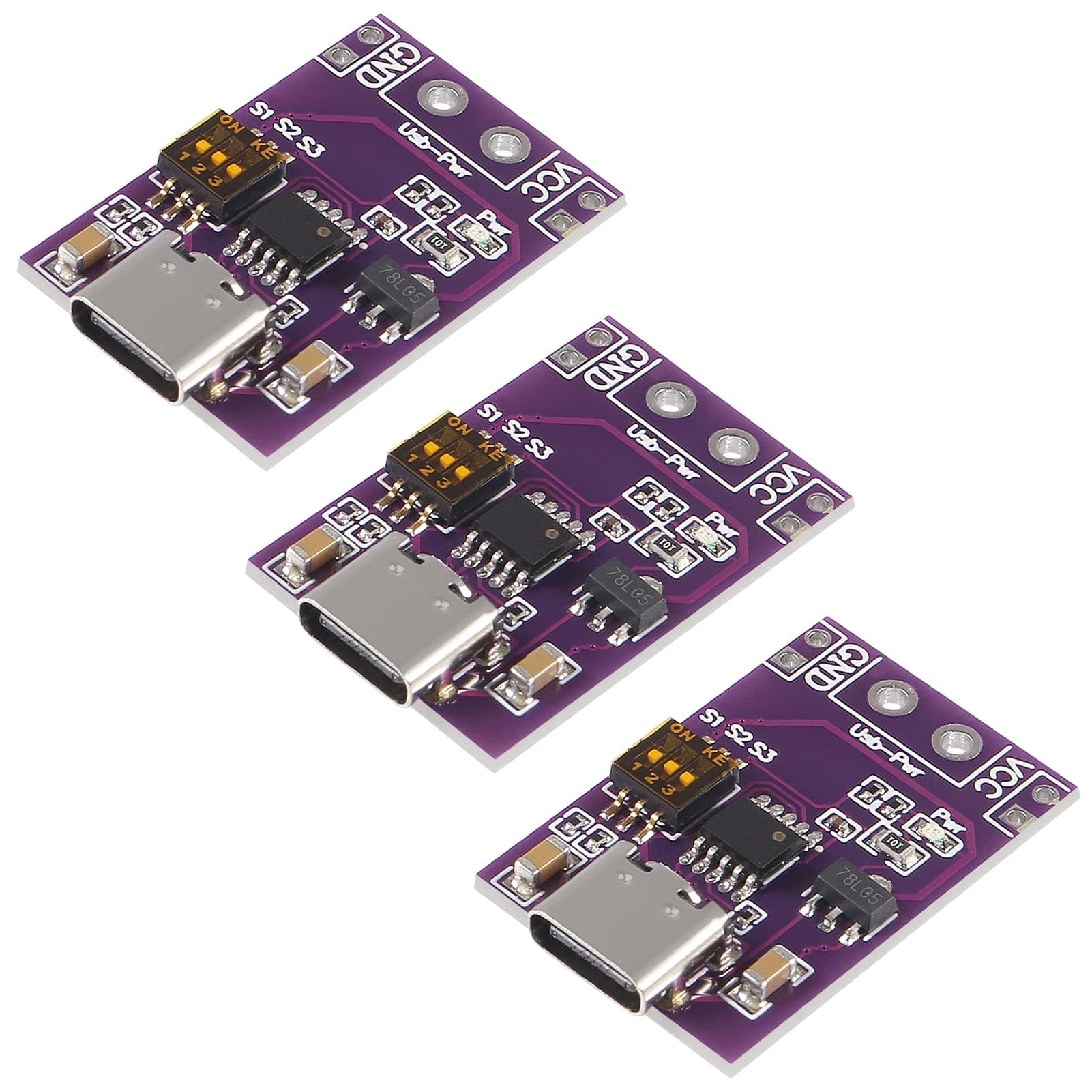 3Pcs Type-C QC AFC PD2.0 PD3.0 to DC Fast Charge Decoy Trigger Polling Detector USB-PD Notebook Power Supply Change Board Module Support 5V 9V 12V 15V 20V Fixed Voltage Output