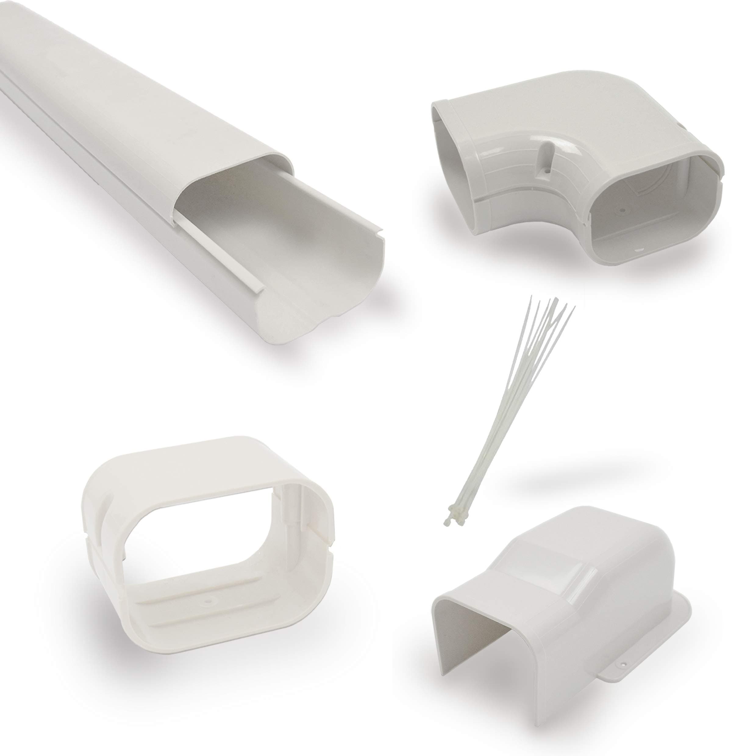 Qualward 4" 14Feet Mini Split PVC AC Line Set Cover Kit for Central Air Conditioner Heat Pump