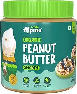 ALPINO Organic Natural Peanut Butter Smooth | 30% Protein | Made with 100% Organic Peanuts | No Added Sugar and Salt | Plant Based Protein Peanut Butter Creamy (14.1 Ounce)