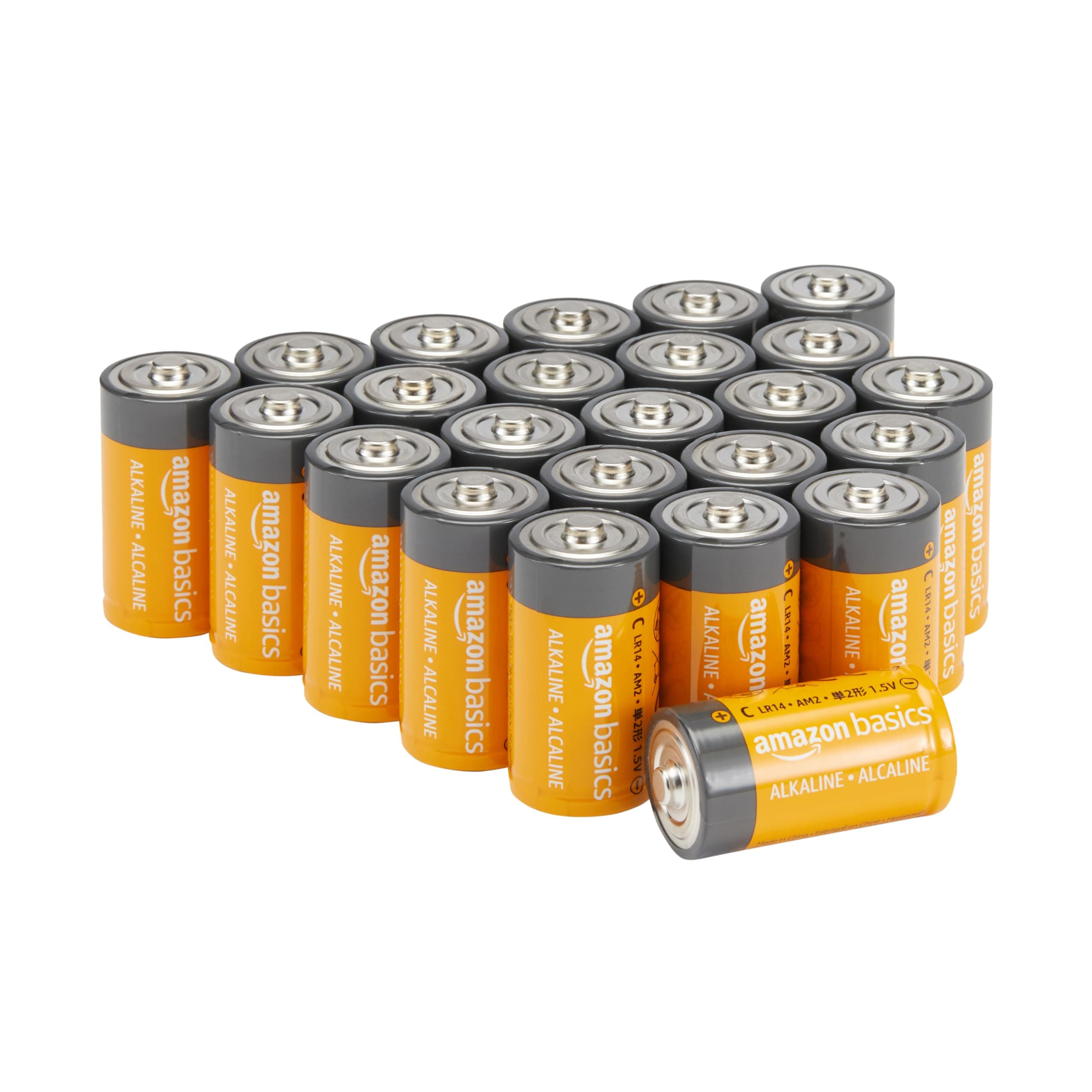 C Cell Alkaline Long-Lasting All-Purpose Batteries, 1.5 Volt, 5-Year Shelf Life, 24-Pack