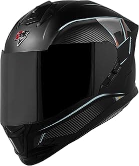 Steelbird SBH-57 Carbon Fighter ISI and DOT Certified Full Face Helmet for Men and Women with Inner Chrome Sun Shield