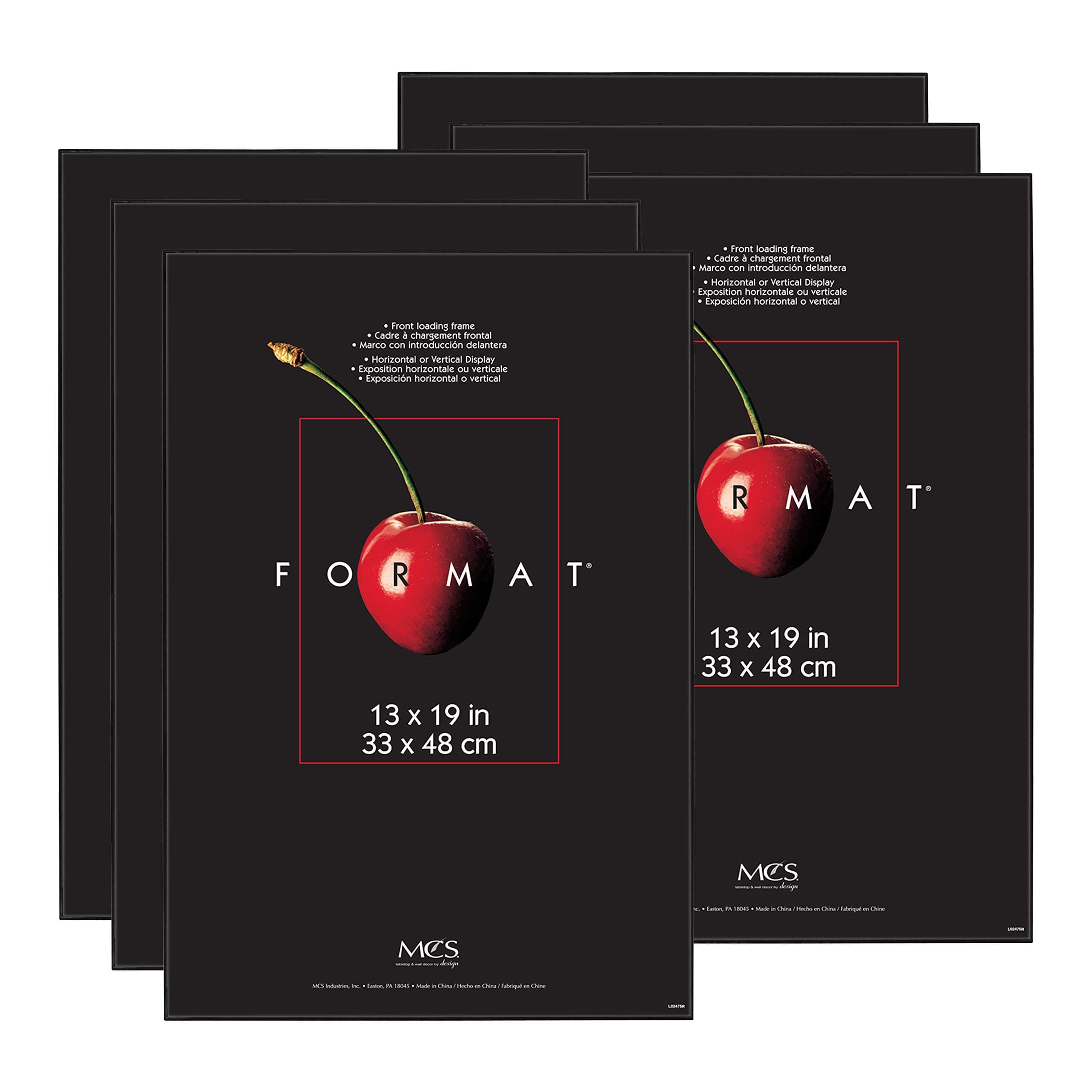 MCSFormat 13x19 Poster Frame Black Woodgrain, Vertical & Horizontal Wall Hanging Large Picture Frame for Photos, Posters & Art Prints (6-Pack)