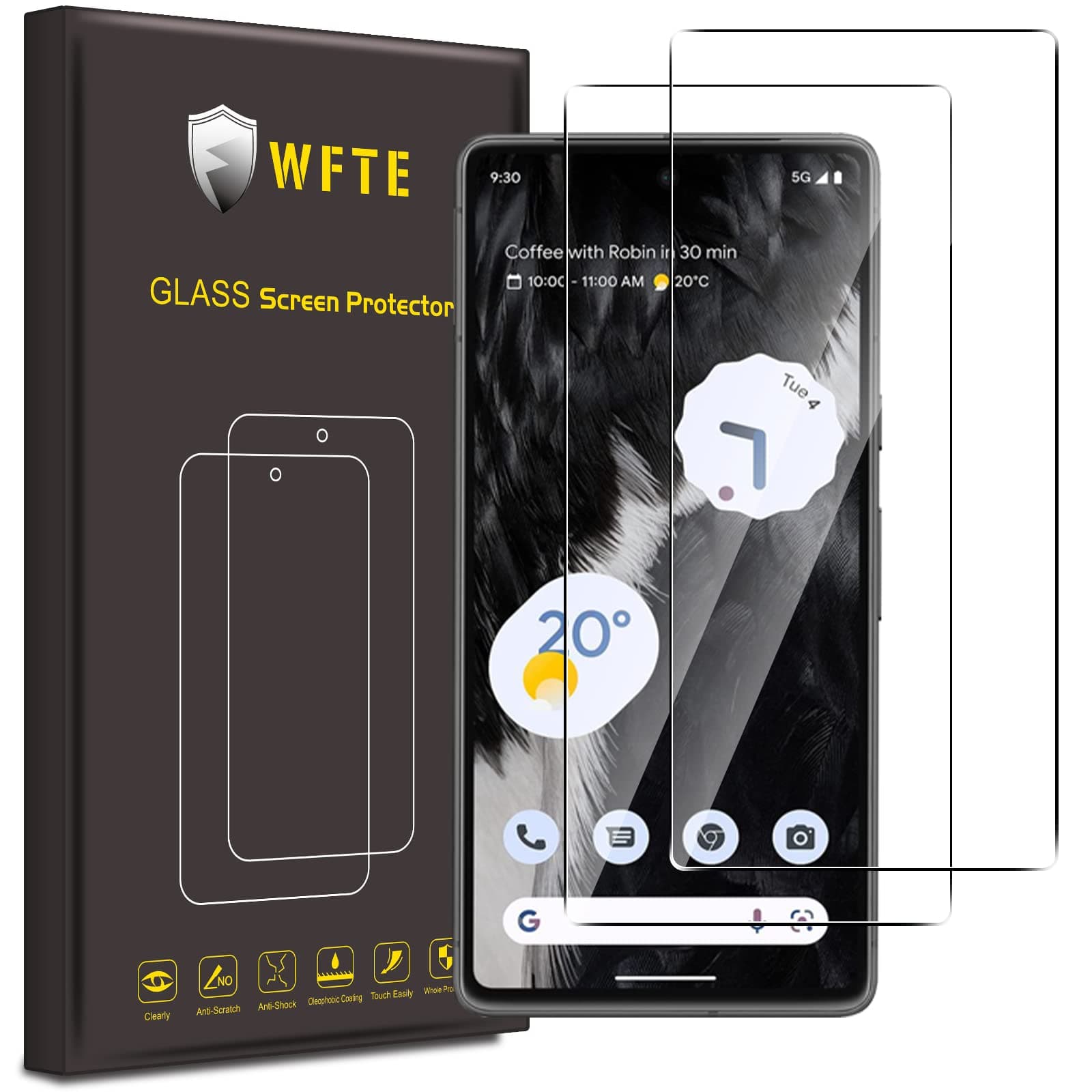 WFTE [2-Pack Screen Protector for Google Pixel 7,Anti-Scratch,High Transparency,Anti-fingerprint,Bubble-Free,Dust-Free Premium Screen Protector Tempered Glass For Google Pixel 7