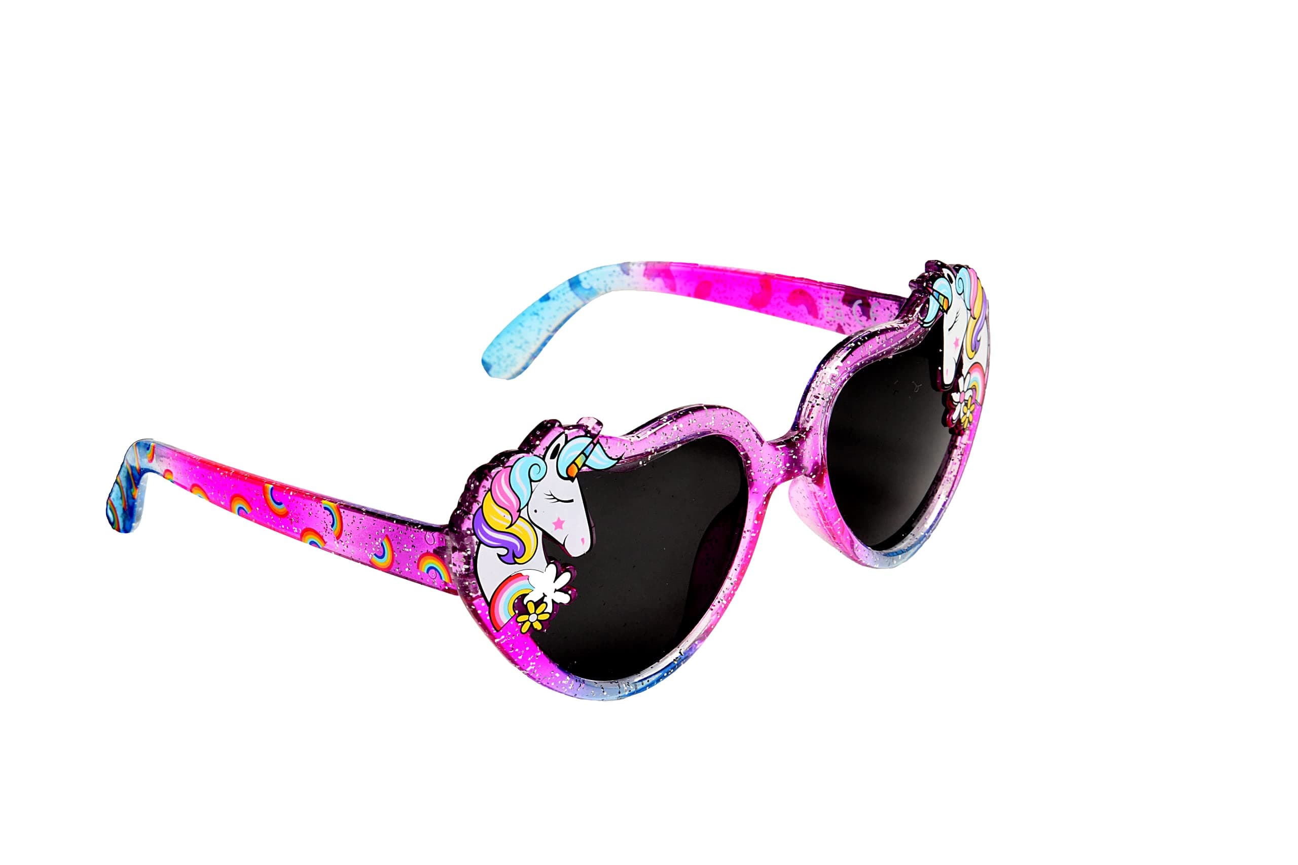 Unicorn Kids Sunglasses for Girls 5-10 Years with Multicoloured Purple Frame - 100% UVA/UVB Protection