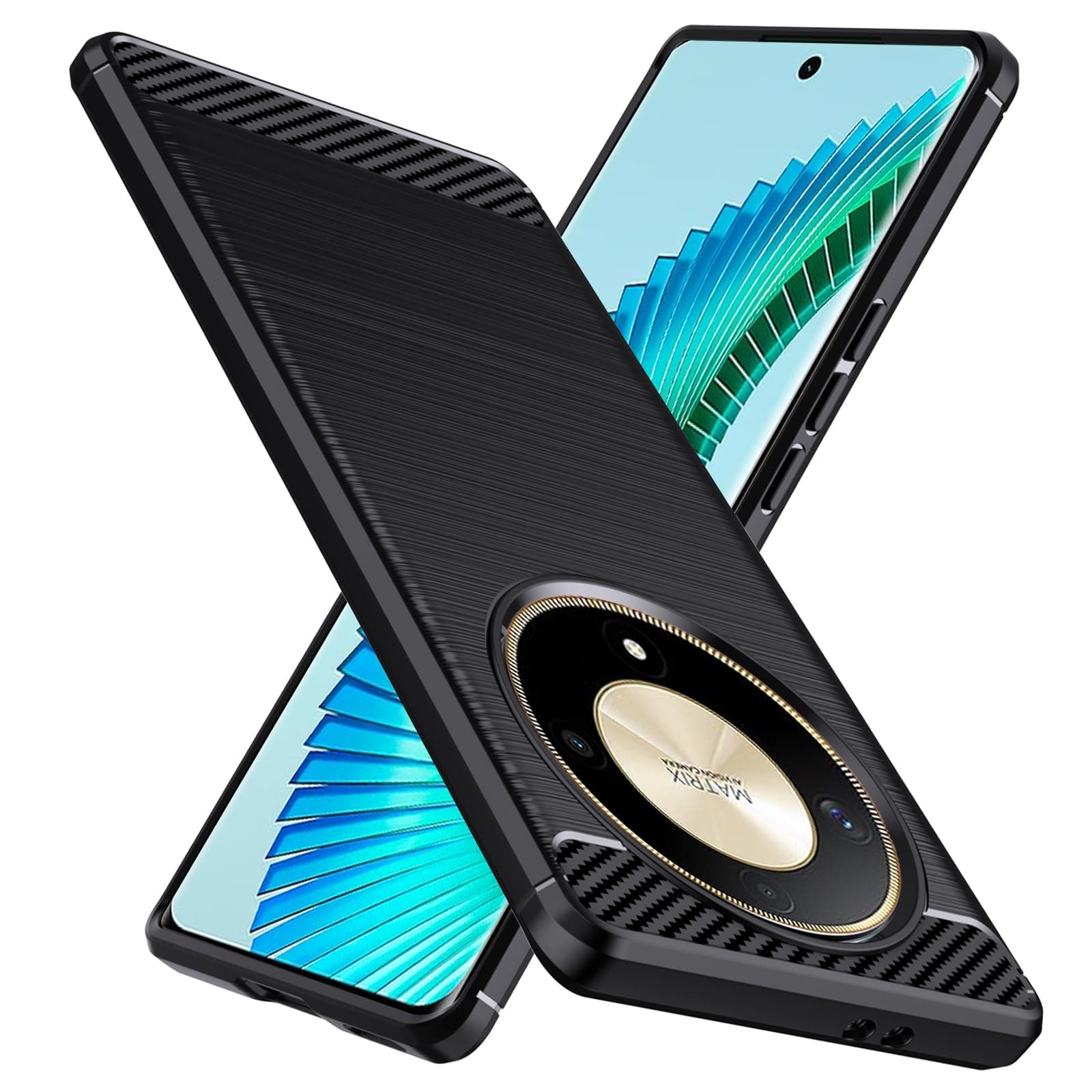 Natbok Case for Honor Magic 6 Lite 5G/Honor X9b, Military-Grade Shockproof Honor Magic6 Lite 5G Phone Case, [Carbon Fiber Texture] Soft Flexible TPU Slim Anti-Scratch Cover Case for Magic6 Lite,Black