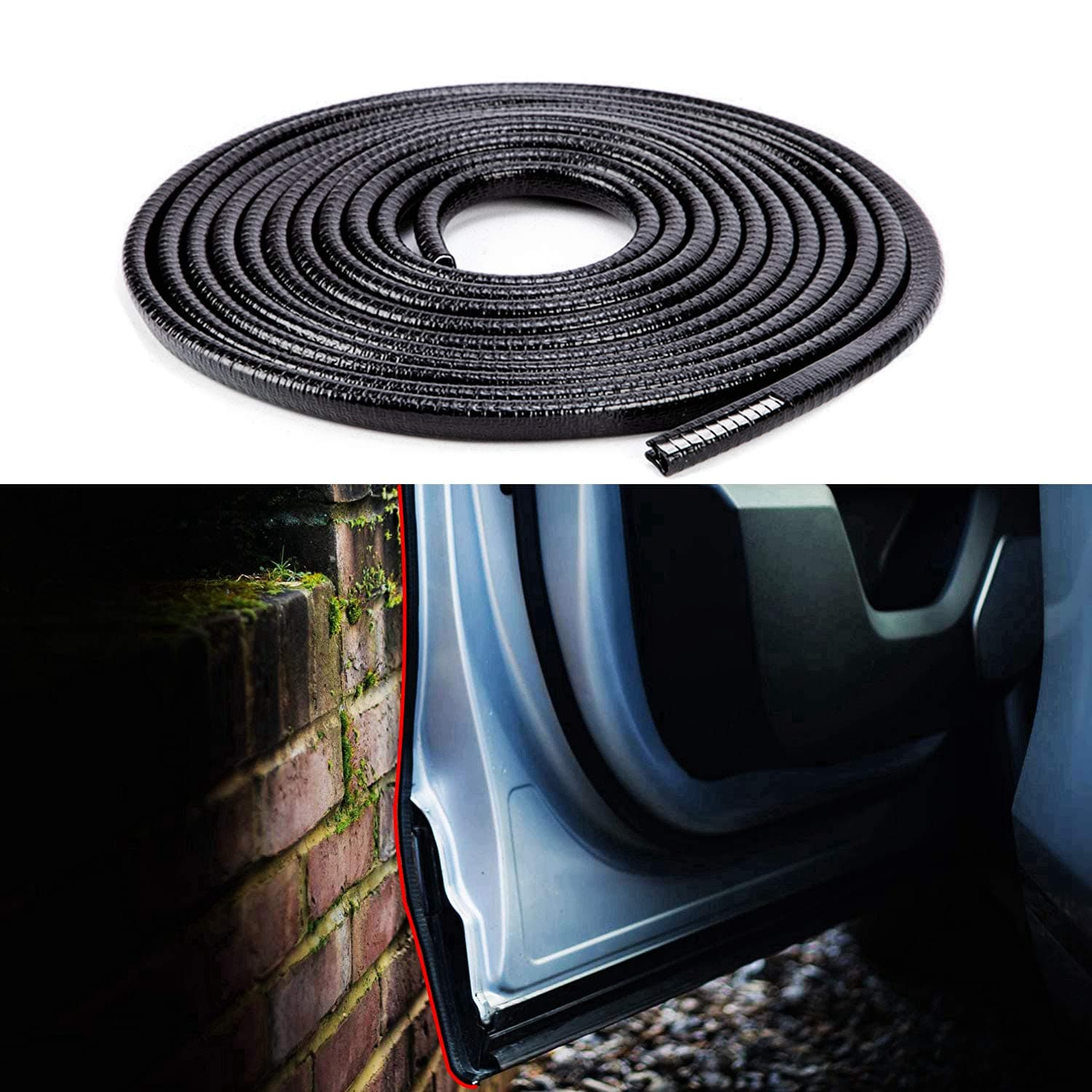 Goodream Door Edge Guard Protector, U Shape Edge Trim Black Rubber Seal for Most Car SUV Truck (16Ft)