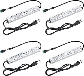 4 Pack LED Driver 40W 24V, Waterproof IP67 24V Power Supply, for LED Transformer 90V-265V AC-24V DC, LED Power Supply 3 Pin Plug 3.3 Foot Cable Constant Voltage for LED Products