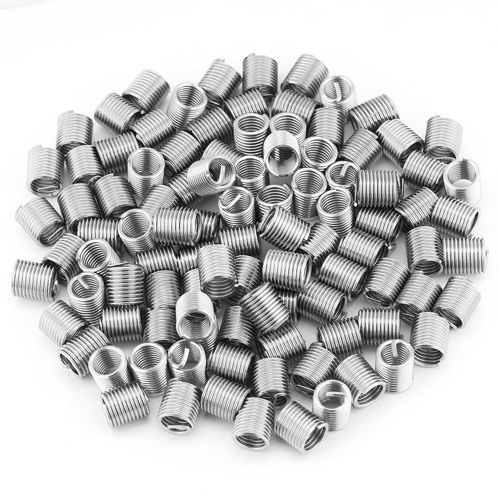 100pcs Stainless Steel SS304 Coiled Wire Helical Screw Thread Inserts M8 x 1.25 x 2D Length for Helical Repair