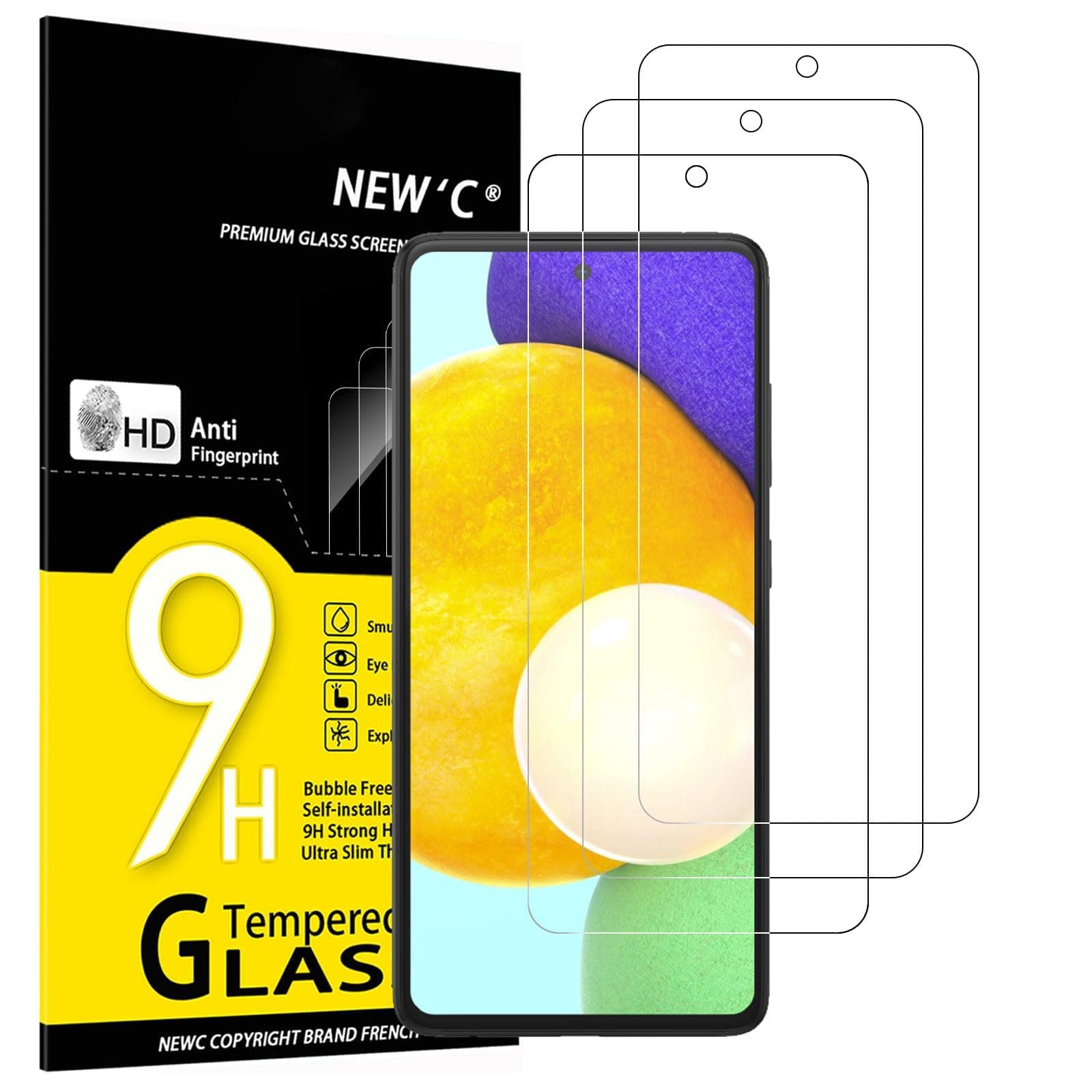 3 Pack Designed for Samsung Galaxy A52, A52 5G, A52S 5G Screen Protector Tempered Glass, Case Friendly Anti Scratch Bubble Free Ultra Resistant