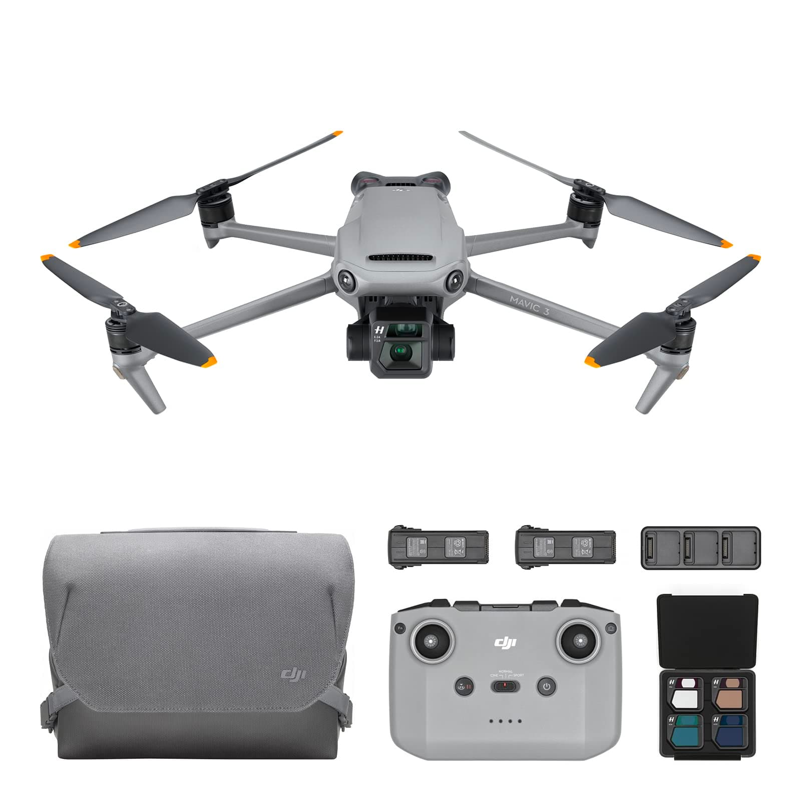 DJI Mavic 3 Fly More Combo Drone with Remote ID 4/3 CMOS Hasselblad Camera Drone with 5.1K Video, Omnidirectional Obstacle Detection, 46 Minutes Flight Time, 8 km Transmission Distance, Includes DJI