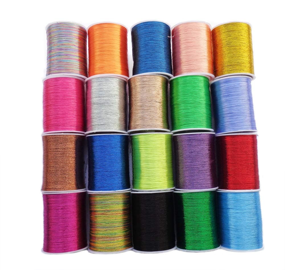 ISOTO Metallic Embroidery Threads 20 Assorted Colours Glittery Thread Spool Polyester Sewing Thread for Embroidery Quilting Ideal for Machine Sewing or Hand Needle Work