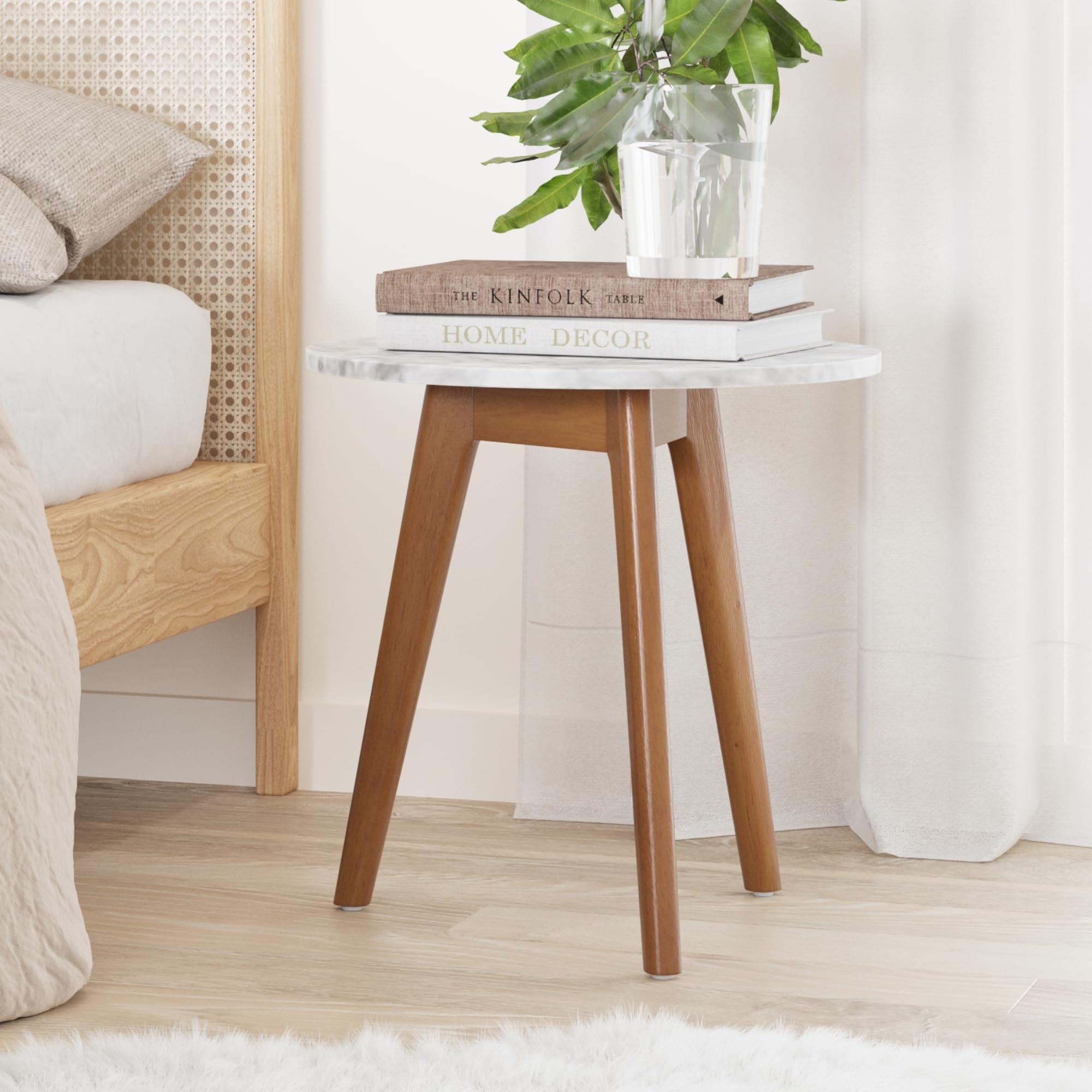 Nathan James Amalia Solid Wood Legs Accent End or Side Table, Dark Brown