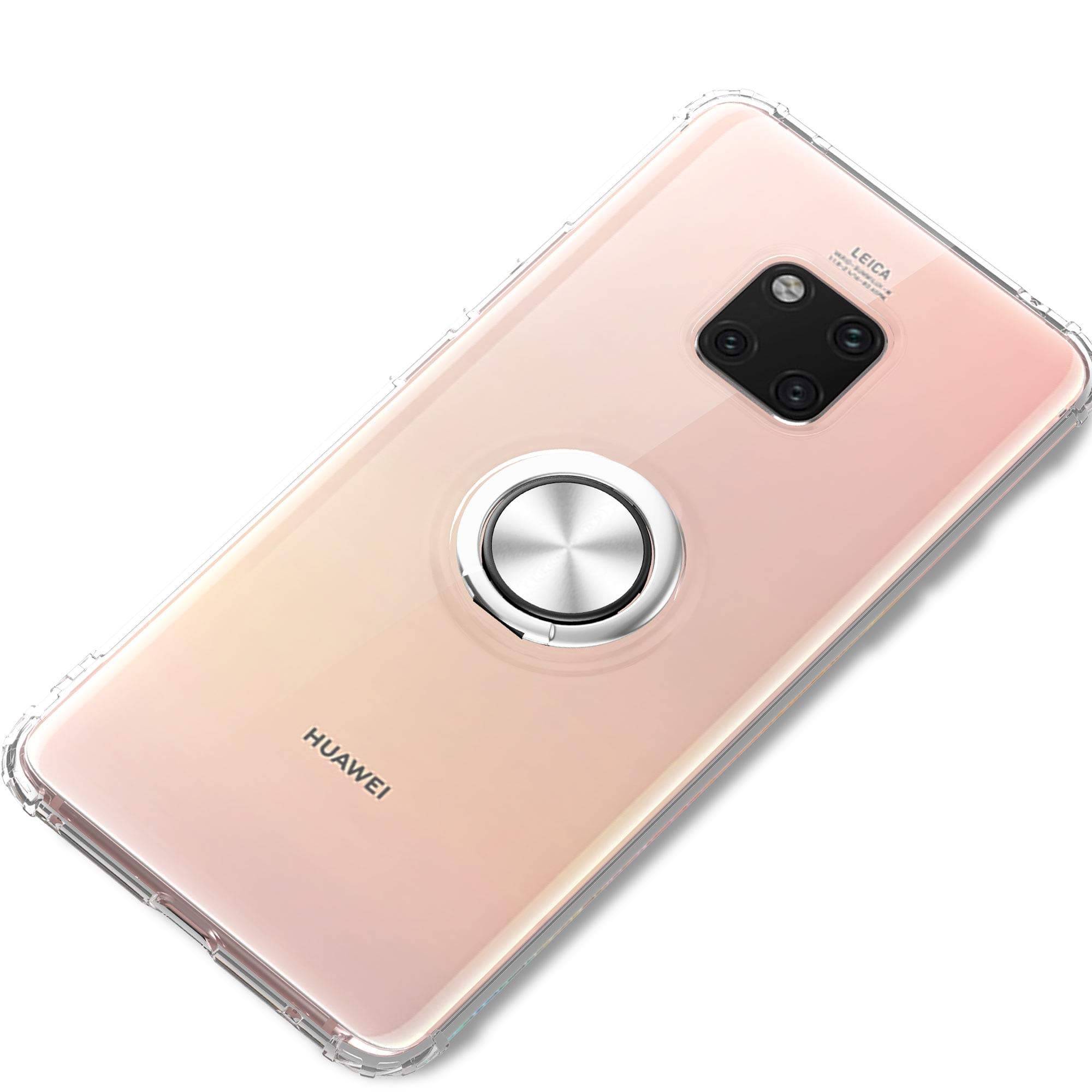 mgACC Compatible Huawei Mate 20 Pro Case with 360° Pop-up Rotating Ring Grip Holder Kickstand, with Magnetic Base case for Huawei Mate 20 Pro/Transparent