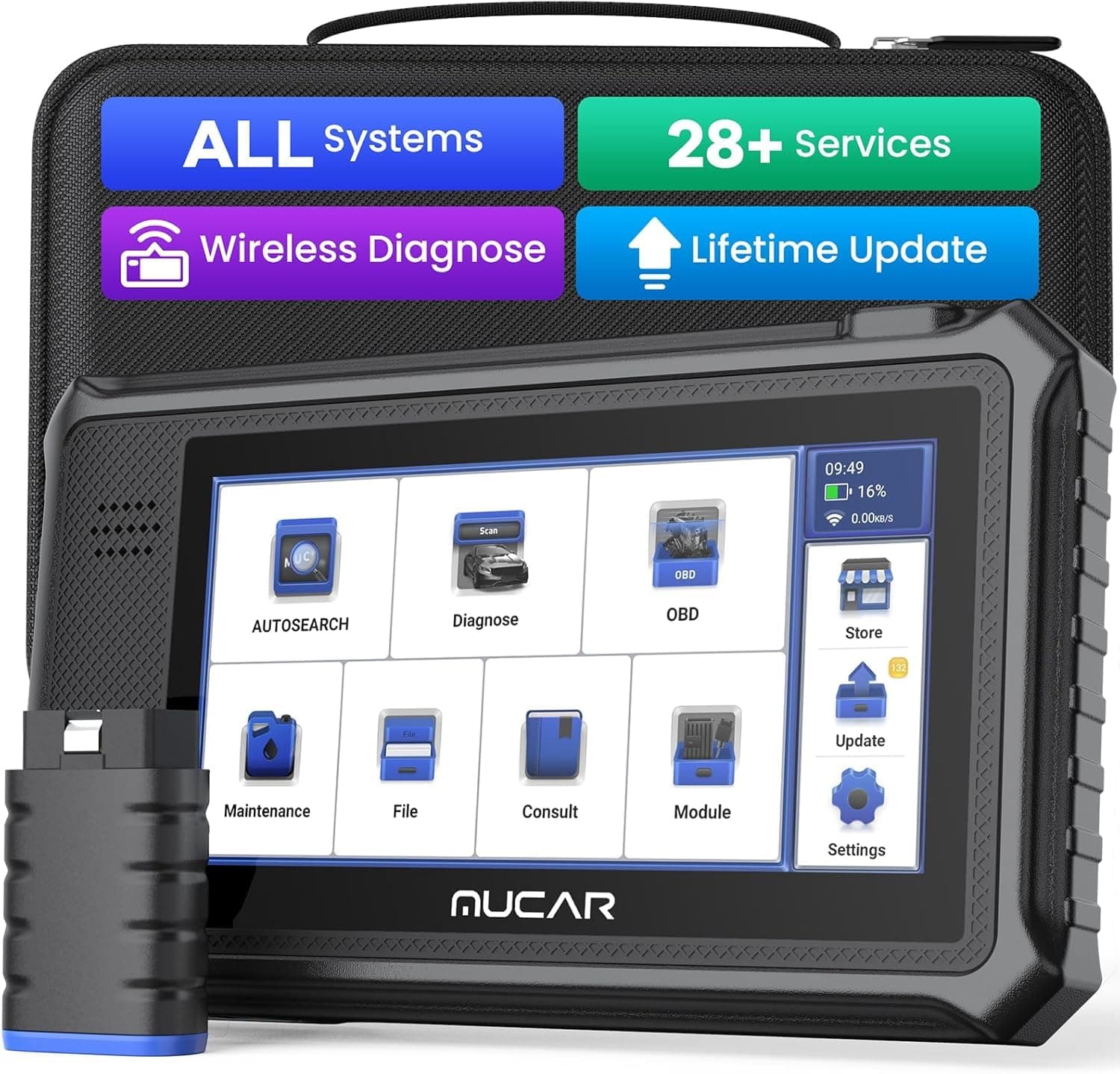 MUCAR VO6 OBD2 Scanner for Car, OE-Level All Systems Diagnostic Scan Tool with 28 Services, Lifetime Update, ABS Bleeding, ECU Flaut Codes，Wireless Diagnostic Scanner