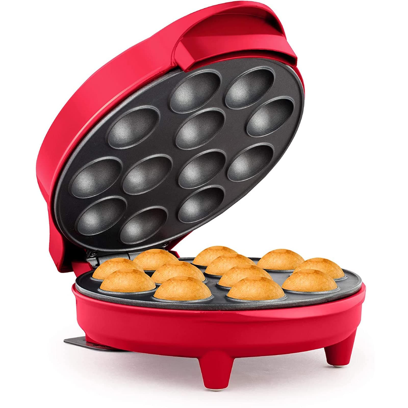 Holstein Housewares Red Cake Pop Maker - Makes 12 Cake Pops Non-Stick Coating Perfect for Birthday and Holiday Parties
