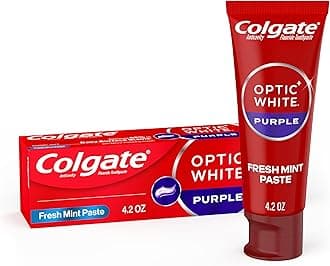 Colgate Optic White Purple Toothpaste for Teeth Whitening, Helps Remove Surface Stains and Polishes Teeth, Enamel-Safe Mint Paste, 4.2 oz