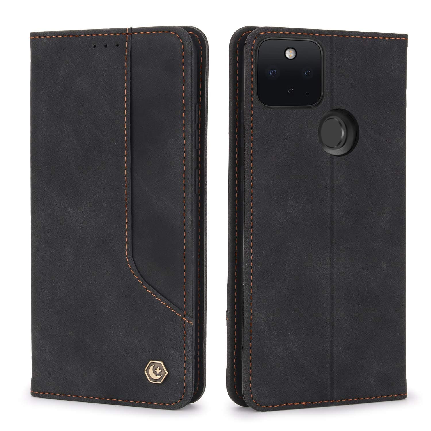 Simicoo Google Pixel 4A 5G Case, Pixel 4A 5G Wallet case Vintage Leather Flip Case with 2 Credit Card Holder Strong Magnetic Kickstand Cash Pocket Wallet for Google Pixel 4A 5G (Black, Pixel 4A 5G)