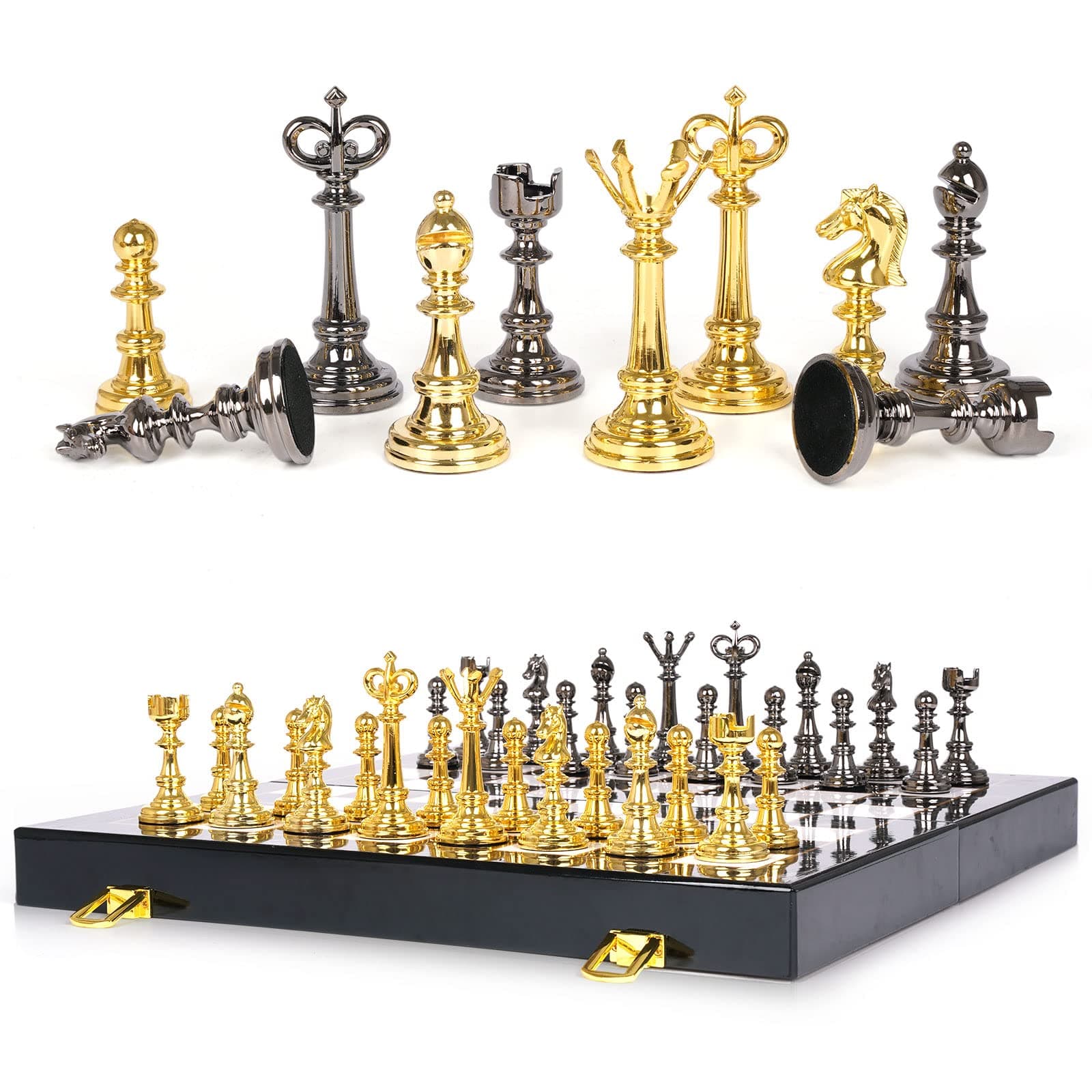 Metal Chess Set and Checkers Game Set