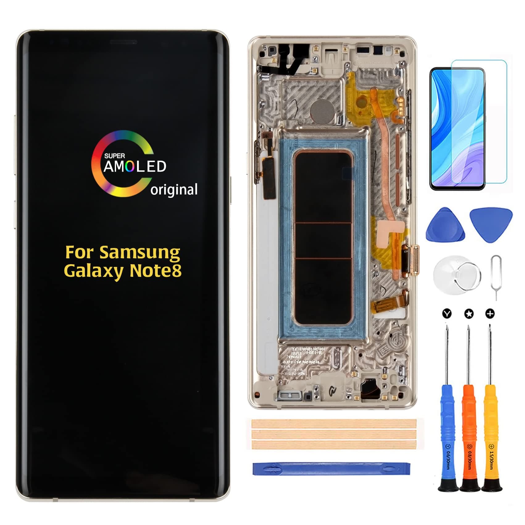 A-MIND Original for Samsung Galaxy Note 8 N950 LCD Screen Replacement (with Gold Frame) SM-N9500 N950F/DS/W/U LCD Display Touch Screen Digitizer Assembly Parts,with Tools