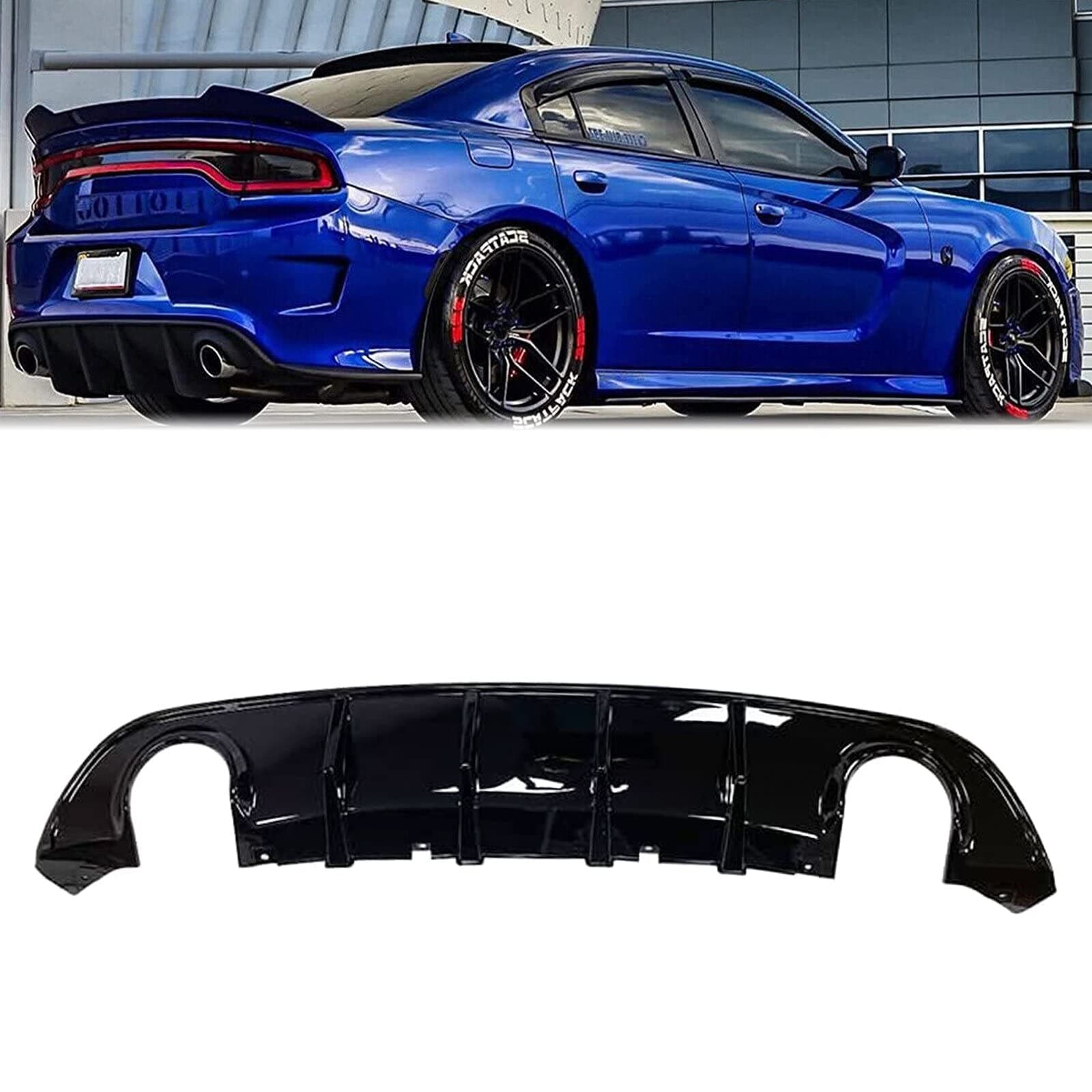 Rear Bumper Lip Diffuser Splitter Fit 2015-2021 Dodge Charger SRT Glossy Black