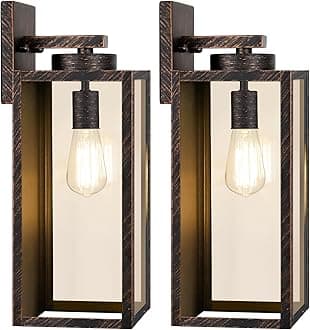 Large Size Outdoor Wall Light Fixtures, Exterior Lighting Fixtures Porch Sconces Wall Mounted, Waterproof Outdoor Wall Lanterns, Outside Lights for House Patio Front Door Entryway, Distressed Brown