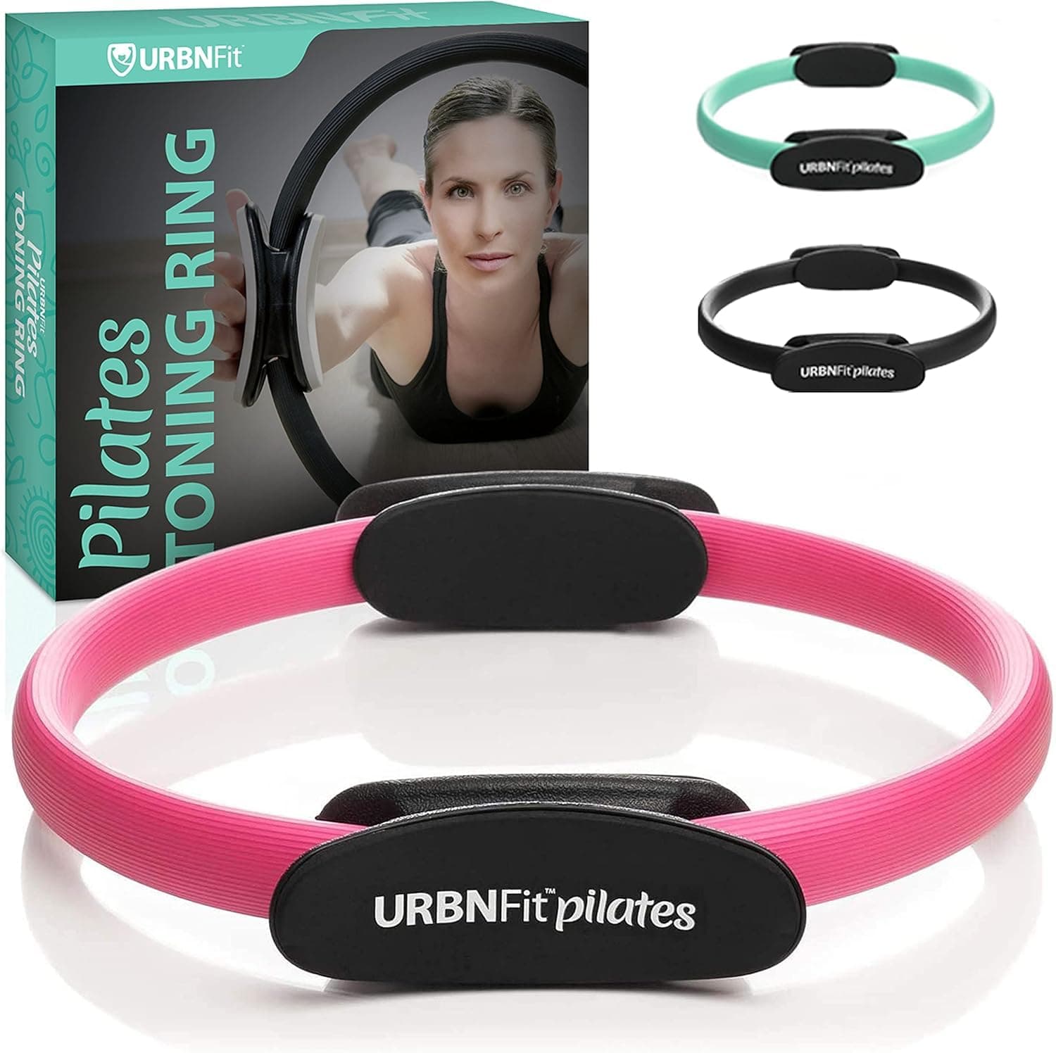 URBNFit Pilates Ring - 12" Magic Circle w/Dual Grip, Foam Pads for Inner Thigh Workout, Toning, Fitness & Pelvic Floor Exercise - Yoga Rings w/Bonus Exercise Guide