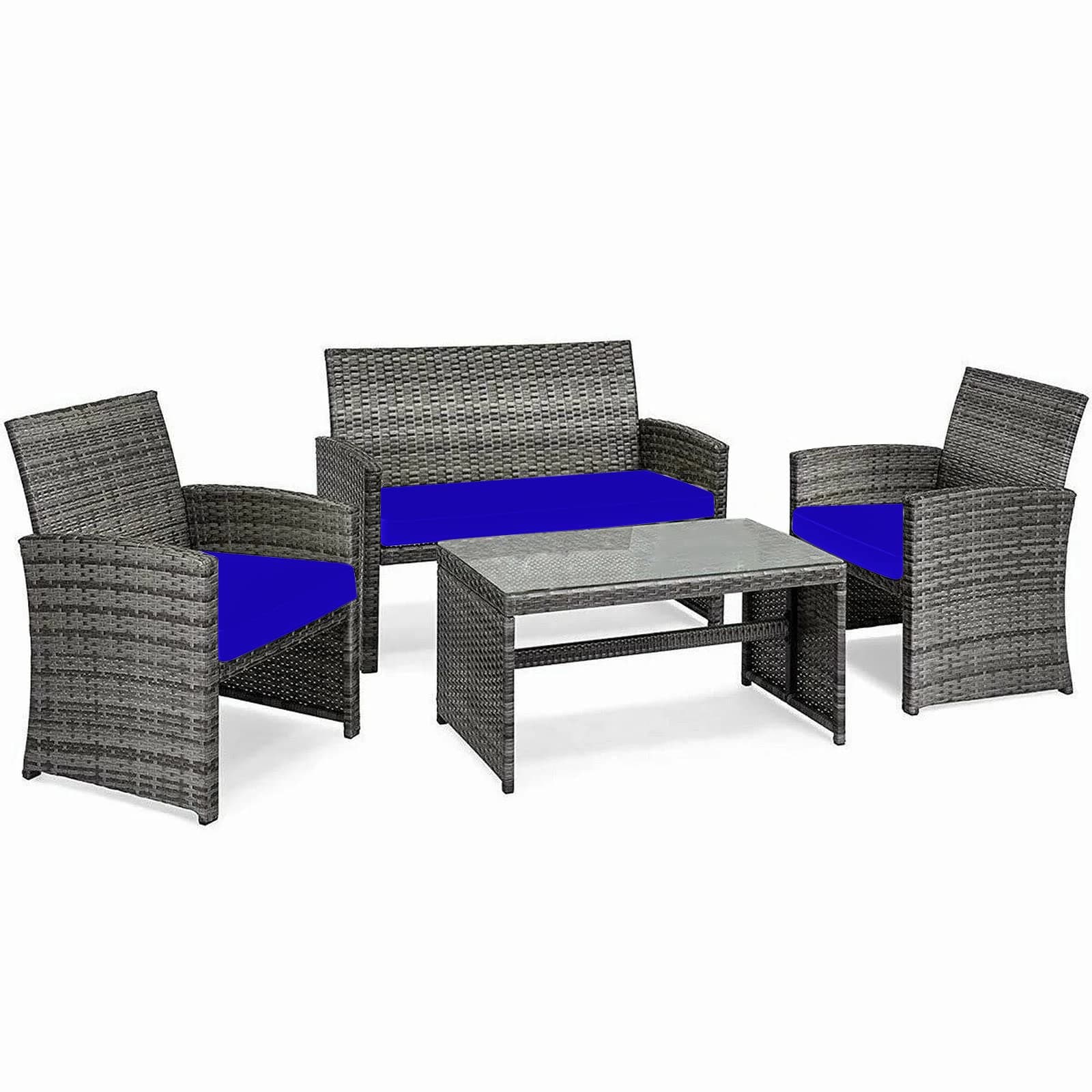 iSTYLE MODE BETTER HOME CHOICE 3 Pieces Replacement Cushions Set For Rattan Chairs Sofa Patio Garden Outdoor Furniture Water Resistant Patio Padding Lightweight and Durable (Royal Blue)