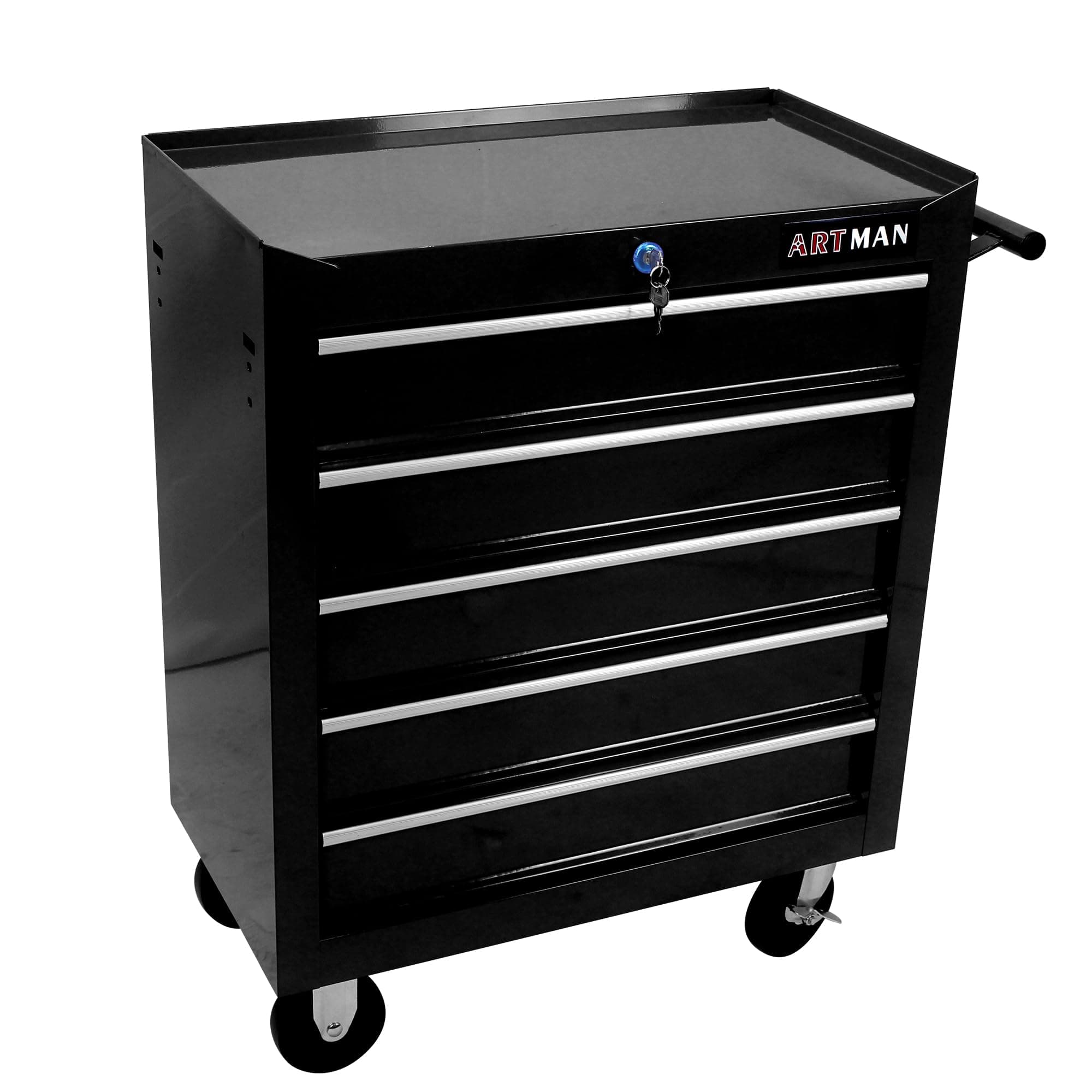 5-Drawer Tool Cart on Wheels, Rolling Tool Chest Storage, Trolley Organizer for Garage, Warehouse, Workshop, Repair Shop (5 Large Drawers-29.3"H-Black)