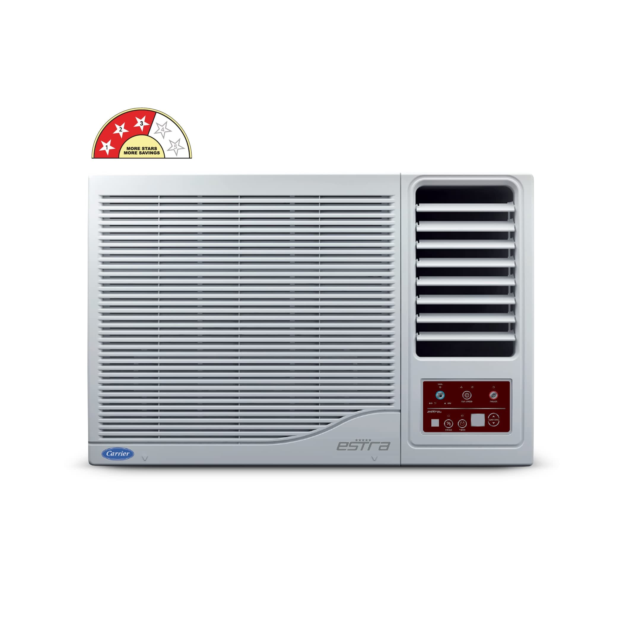 Carrier 1 Ton 3 Star Fixed Speed Window AC( Copper,High Density Filter for Dust Filtration, 2Way Air Directional Control, 2023 Model,Estra DX -CAW12SC3R32F0,White)