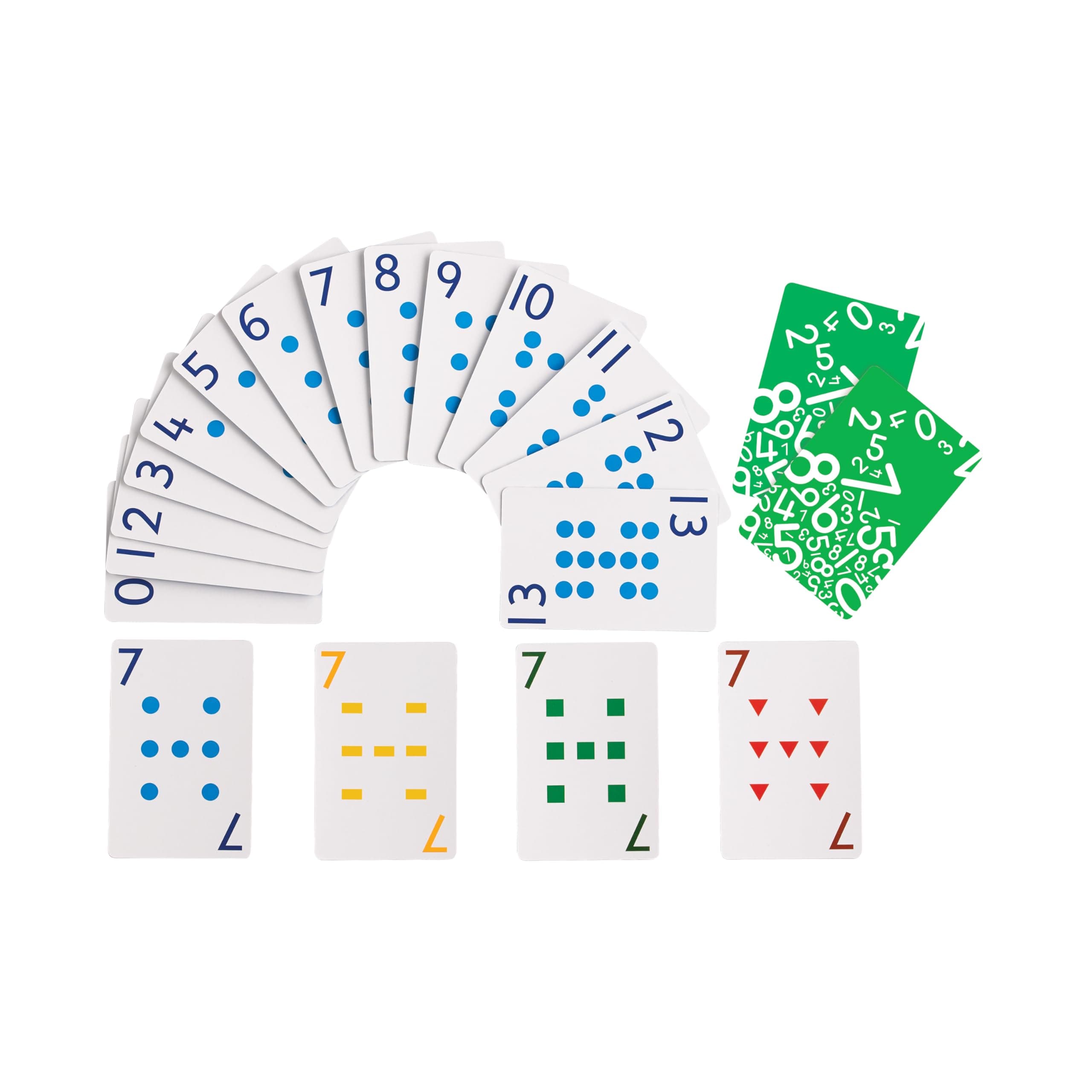 edxeducation School Friendly Playing Cards - In Home Learning Game - Set of 8 Decks - 448 Cards - Multicolored Patterned Cards Numbered 0-13 - Teach Counting and Probability