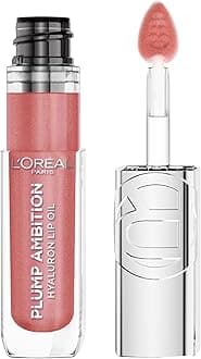 L'Oreal Paris Plump Ambition Hyaluron Lip Oil, 24 HR Lip Gloss with Hyaluronic Acid, Volumizing Formula with Glass-Like Shine, Nude Macaron 650, 0.16 Fl Oz