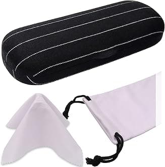 MyEyeglassCase Men Small Glasses case - Eyeglasses Hard Shell Holder Pouch & Cloth-Reading Slim & Narrow Case Heavy Duty