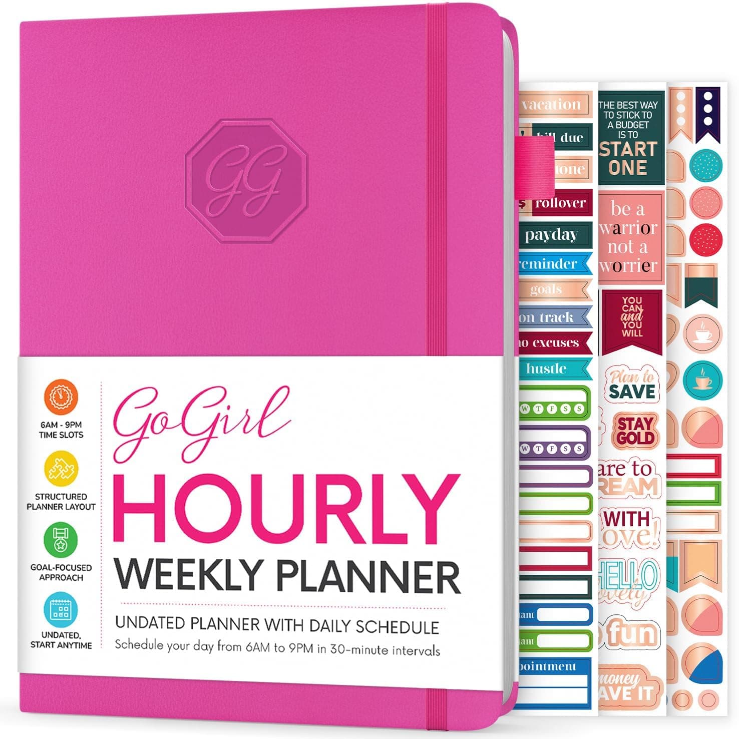 Weekly Schedule Planner – Hourly Work & Life Planner with Time Slots – Vertical Agenda Organizer for Daily Productivity, A5 (Hot Pink)