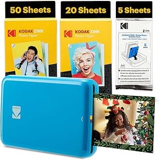 KODAK Step Instant Screen Smartphone Printer - 75 Sheet Package - Zinc 2x3 Inch Photos - Bluetooth - Blue