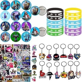 Gaming Party Bag Fillers Gamer Party Favours with Gaming Keychain Party Bags Button Stickers Party Supplies Goodie Bag Fillers for