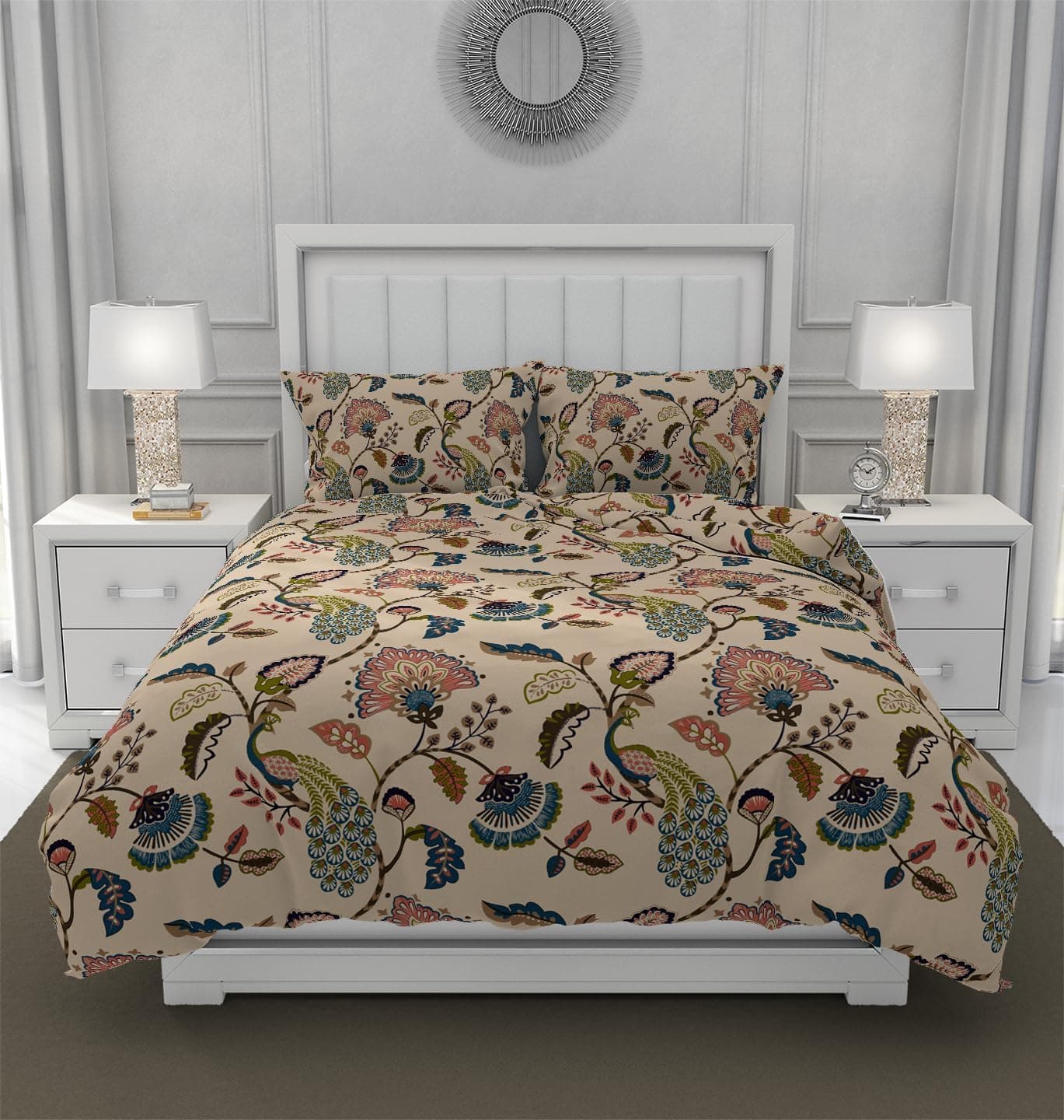 Polycotton Reversible Ac Comforter Set King Size Double Bed With Bedsheet And 2 Pillow Covers 350 TC Size- 90X100 Inch, Multicolor-11