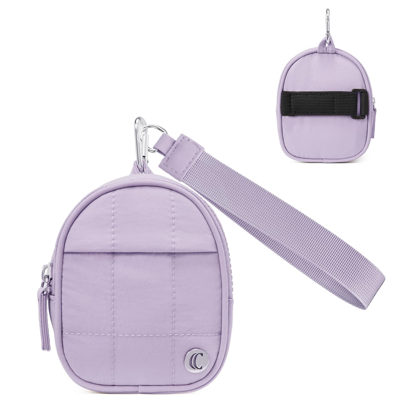 Mini Backpack Keychain Wallet Small Change Quilted Coin Purse Cute Puffer Wristlet Pouch with 3 RFID Card Slots