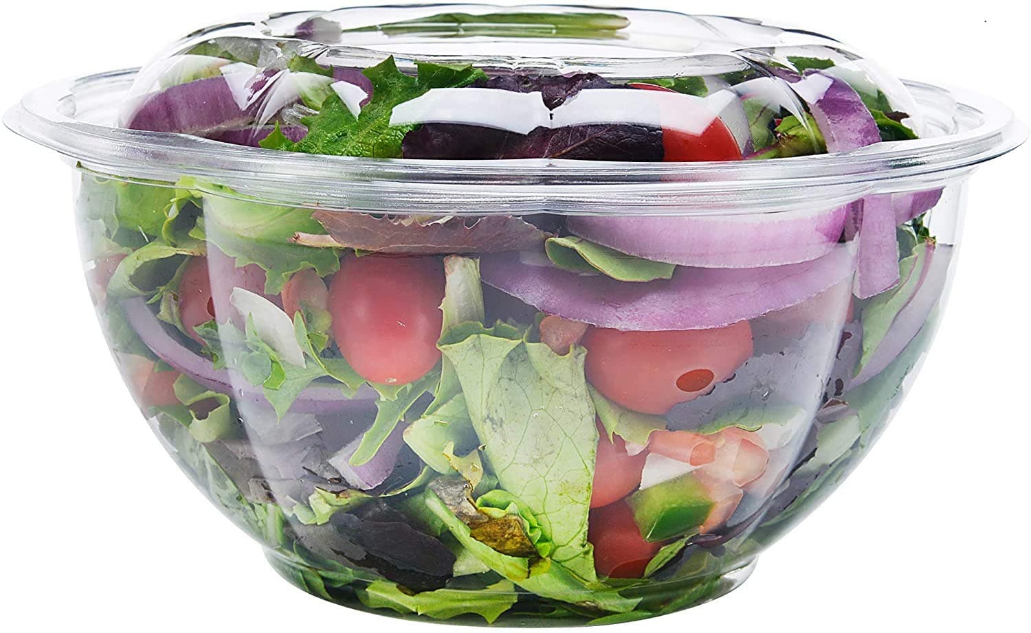 Salad To-Go Containers, 32oz, 50 Pack - Clear Plastic Disposable Salad Bowls with Lids,