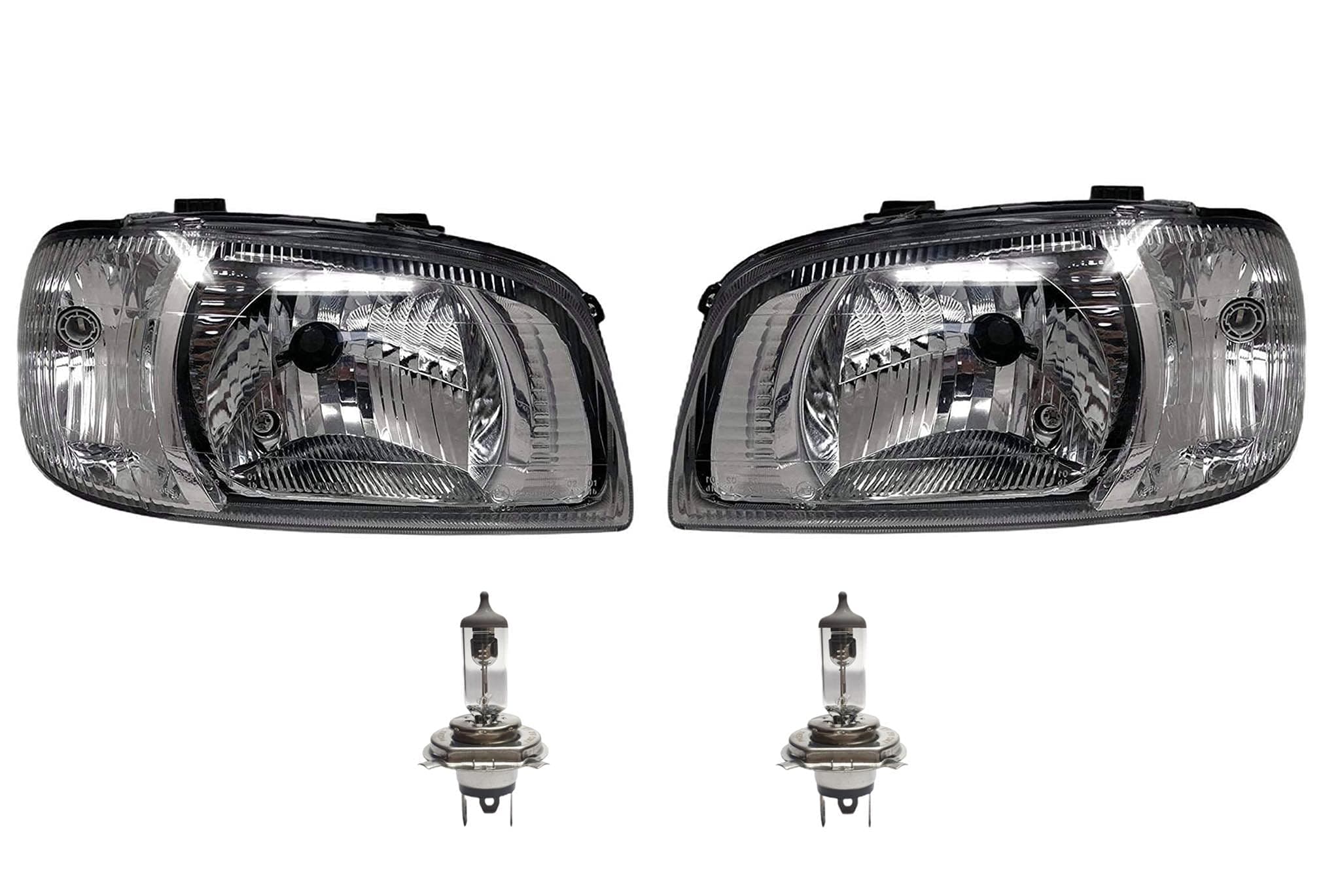 K D Headlight Assembly For Maruti Suzuki Alto Type 2 With Bulb (Right & Left Both Sides) 2005-2012 ( Without Adjustable Motor), Halogen