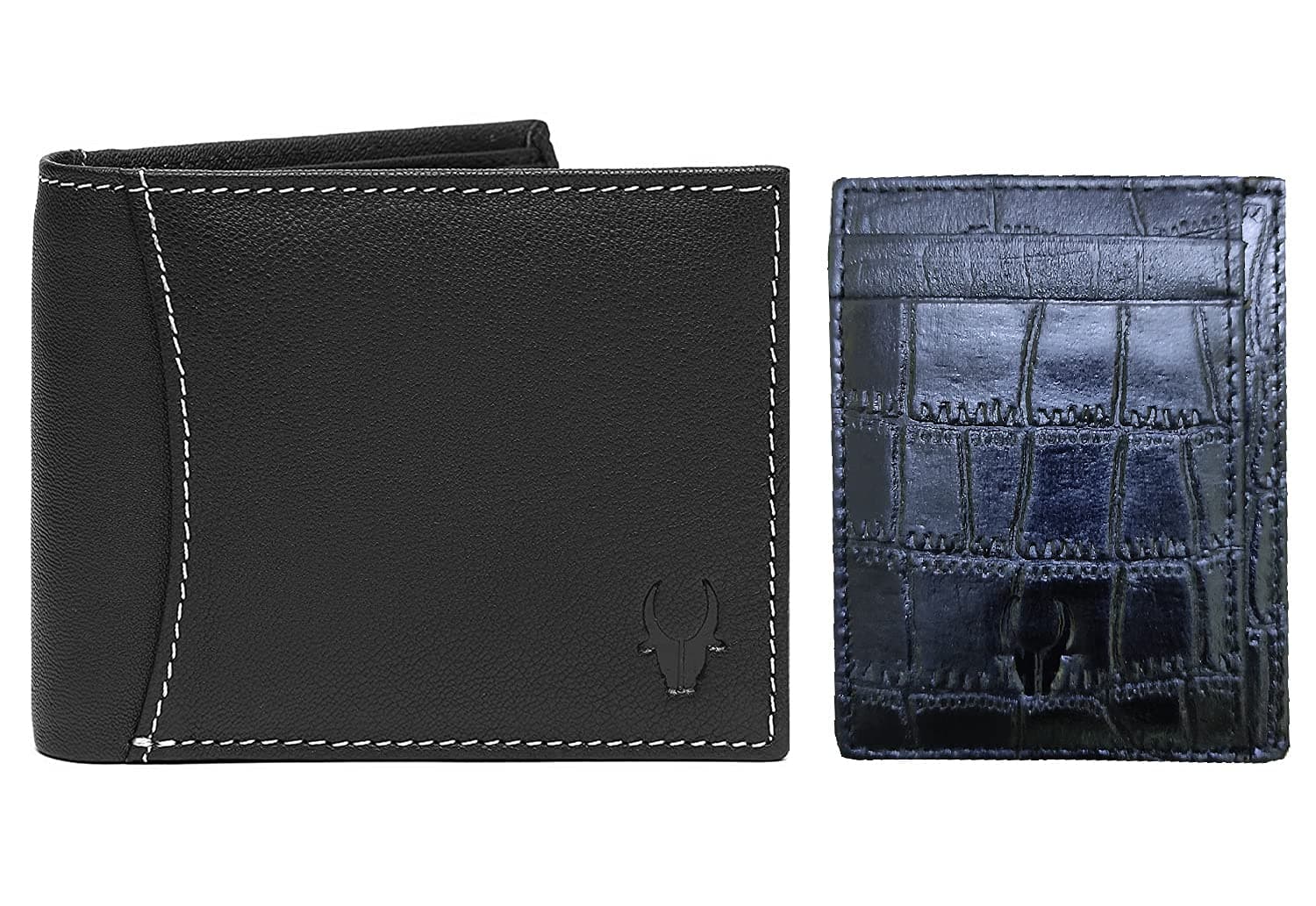 Leather Wallet for Men, 54BLACK+CRD BLACK CROCO