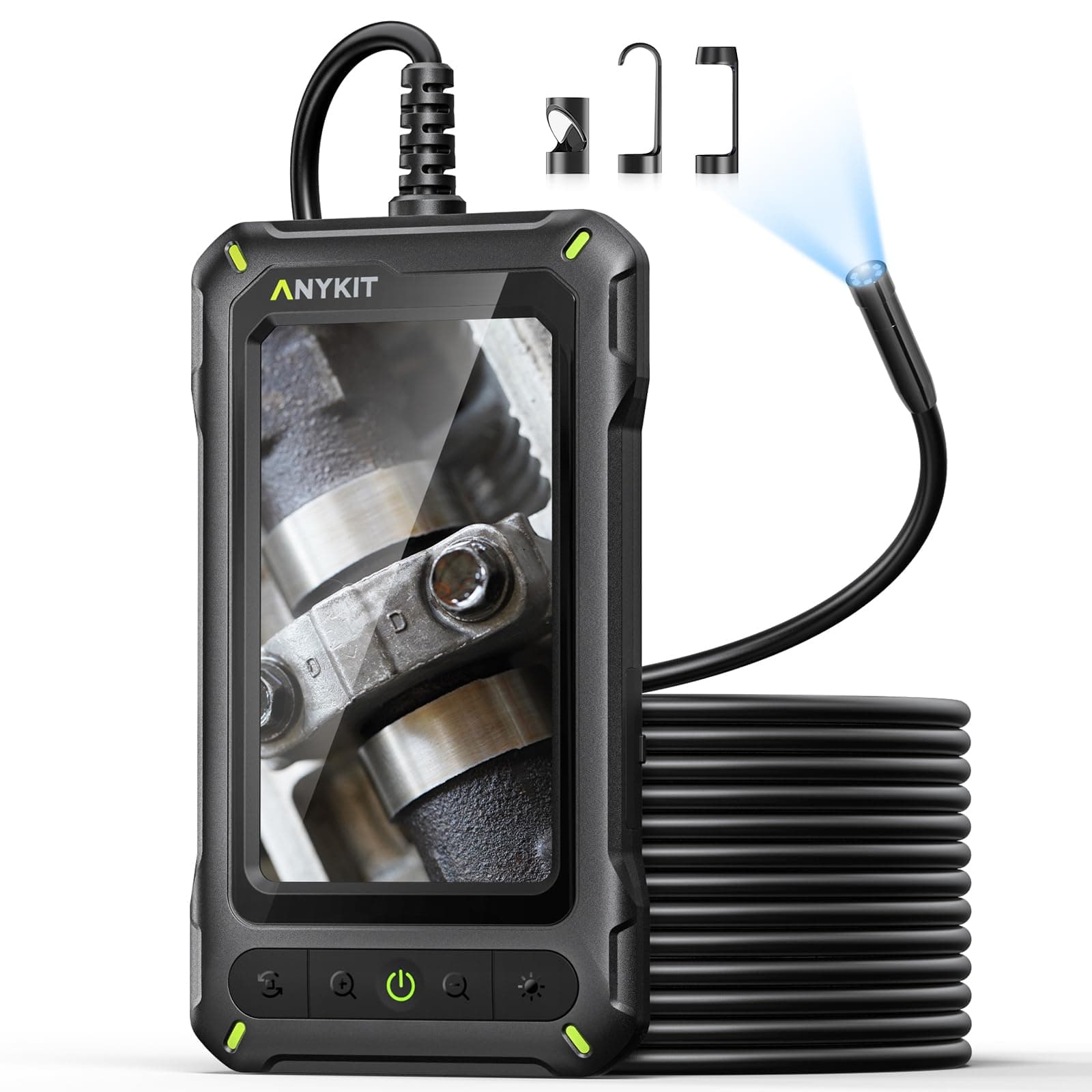 Industrial Endoscope Camera with 4.3'' LCD Screen, Anykit 6mm Borescope Inspection Camera, Scope Camera with 6 Adustable Lights, IP67 Waterproof Sewer Camera,10FT Semi-Rigid Cable