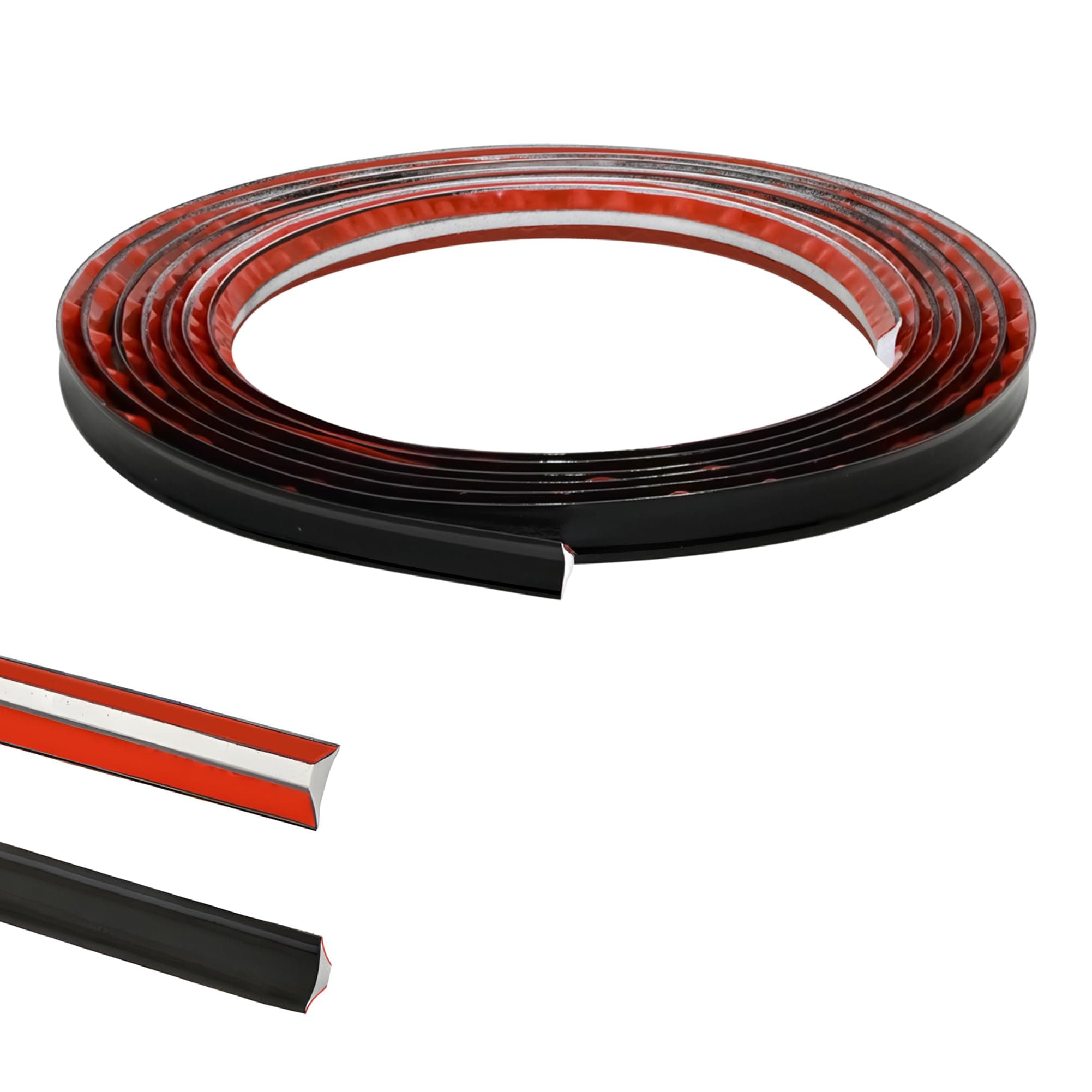 Black PVC Quadrant Trim,Flexible Laminate Beading Self Adhesive Plastic Wall Corner Edging Strip for Worktop Ceiling Floor,Caulk Moulding Skirting Board Trim(6m,12mm*6mm)