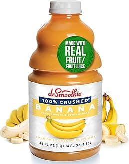 Dr. Smoothie 100% Crushed Banana – No Added Sugar, Made with Real Fruits/Fruit Juice – Vegan, No Artificial Colors or Flavors – Rich & Creamy Sweetness of Perfectly Ripe Bananas – 46 oz Bottle