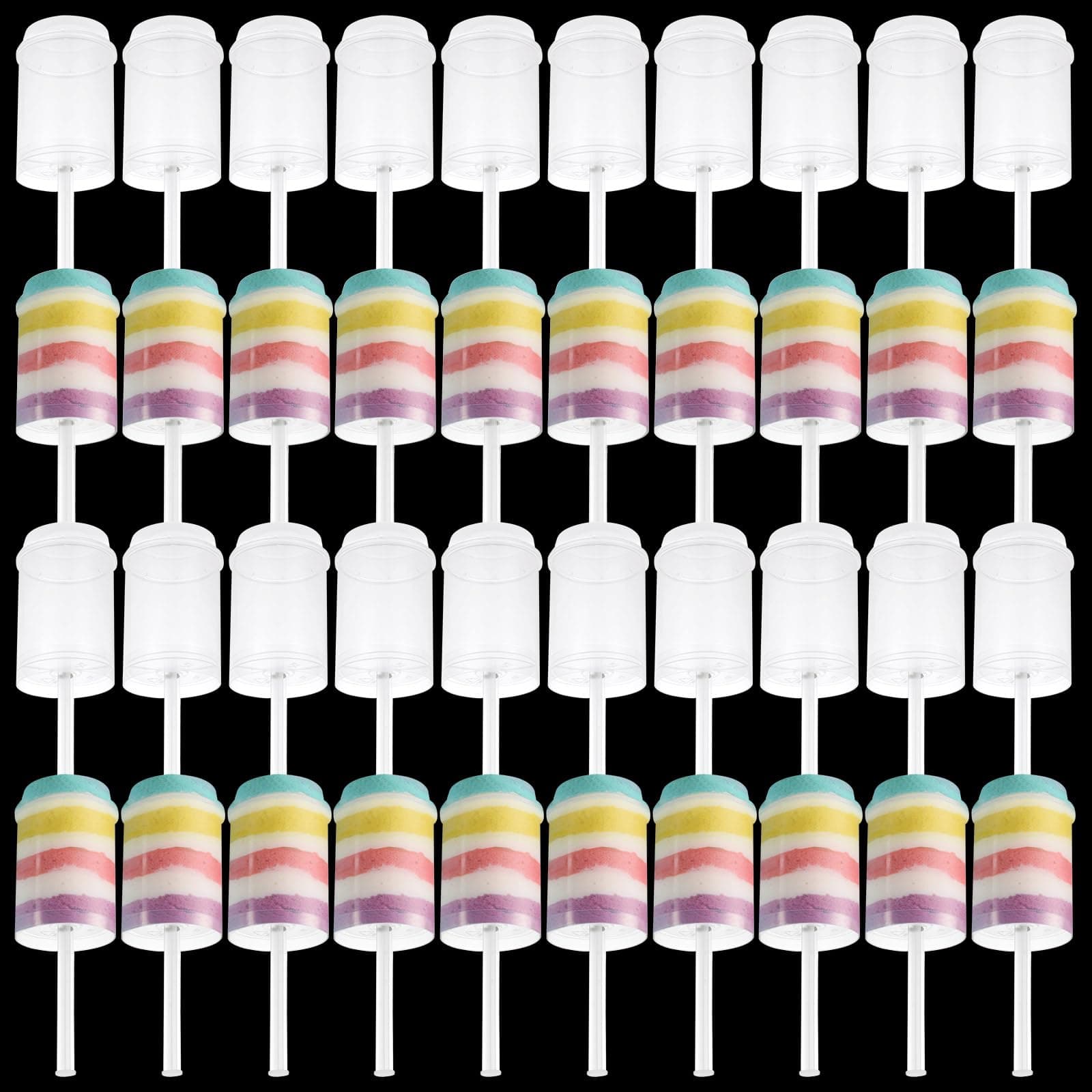 SHUESS 40 Pack Clear Cake Pop Shooter Round Push Pop Cake Stand Plastic Push Up Cake Pops With Lids Push-Up Containers For Weddings Baby Showers Birthday Christmas Party