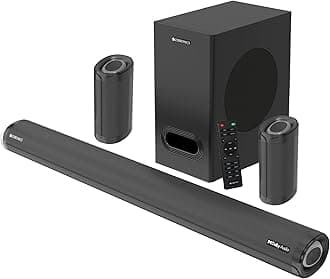 Zeb-Juke BAR 9500WS PRO Dolby 5.1 soundbar with Wireless Satellites, Dolby Audio, 525 Watts Output Power, 16.5cm subwoofer, HDMI ARC, Optical, BT v5.0, LED Display, Wall Mount and AUX,Black
