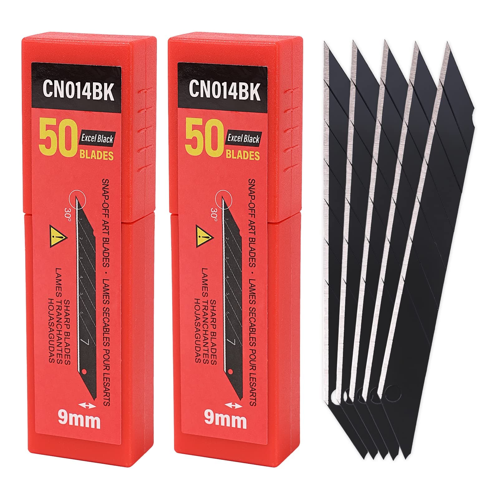 - Gomake 9mm Utility Knife Replacement Blades,30 Degree Snap Off Carbon Steel Blades for Retractable Cutting Knives, Hobby, Craft Knife, Box Cutter 100PCS-Black